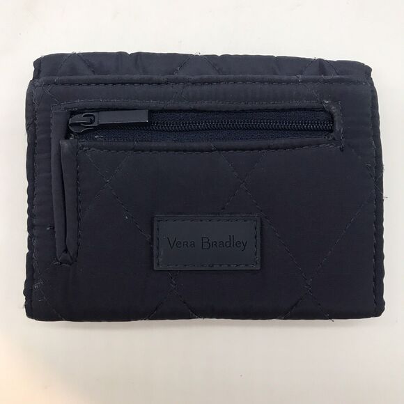 Vera Bradley Wallet Trifold CC ID Cash Quilted Navy Blue Floral Lined 5.5 x 4.5 - Picture 9 of 15